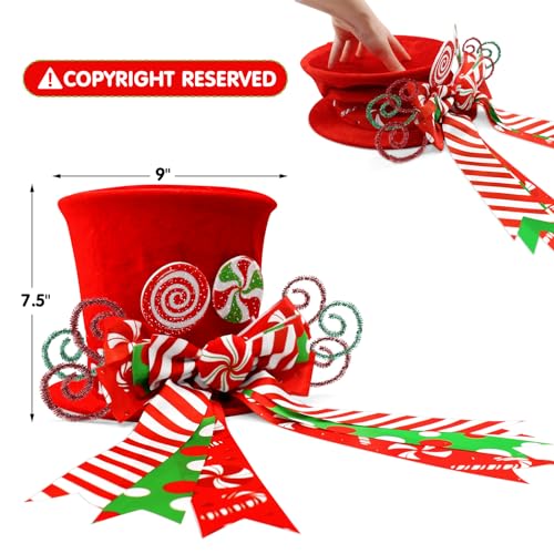 Candy Canes Christmas Tree Topper Red Hat Bow Xmas Decoration