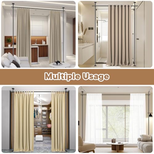 Room Divider No Drilling Curtain Rod Wall Divider for Room Separation Black