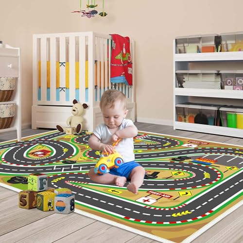 Kids Rug Playmat City Life Playroom Rug Activity Mat for Kids Toy Car Kids Carpet for Playroom Living Room