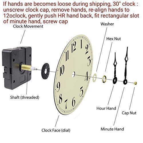 30 inch Farmhouse Metal & Solid Wood Noiseless Wall Clock