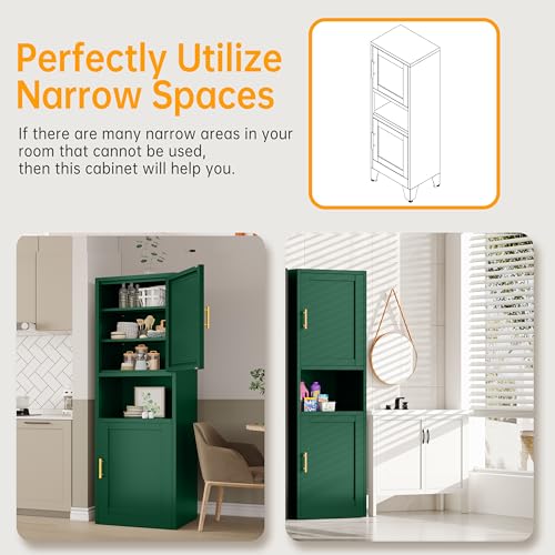 Tall Narrow Storage Cabinet 66.93" H Tall Bathroom Cabinet Metal Pantry Cabinets