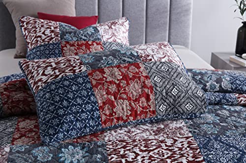Quilts King Size Bedspread Quilt Set Lightweight Reversible Coverlet Set Real Patchwork Quilted Bedding Set for All Seasons