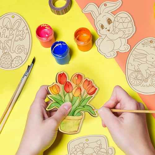 36PCS Wooden Easter Ornaments to Paint (36 Count)