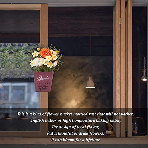 3Pcs 7.4" Tall Galvanized Metal Hanging Planter Rustic Wall Flower Bucket Echelon Wall Pot for Garden Balcony Indoor or Outdoor (3 Count)