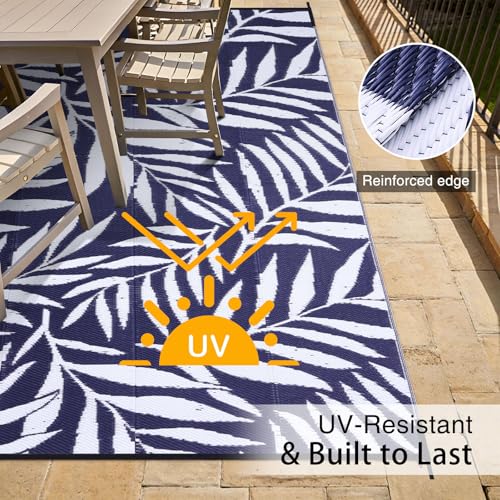 Outdoor Rug 6x9 ft Waterproof Reversible Leaf Mat