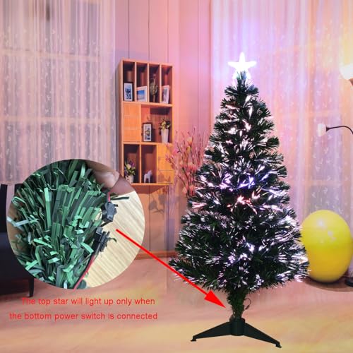 4FT Fiber Optic Green Christmas Tree Artificial Tree with Stand