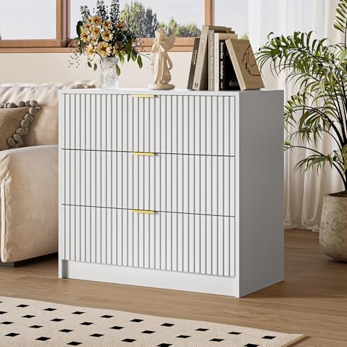 White Fluted Dresser for Bedroom