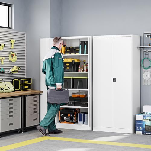 Metal Garage Storage Cabinets with Lock Door and Adjustable Shelves