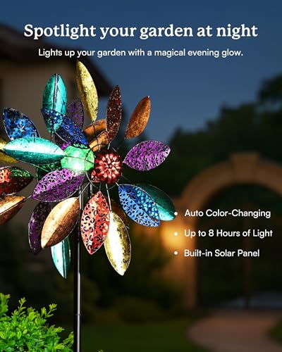 Solar Garden Wind Spinners with Light