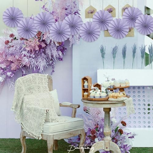 Purple Party Decorations DIY Purple Paper Fans Hanging Decoration 8in DIY