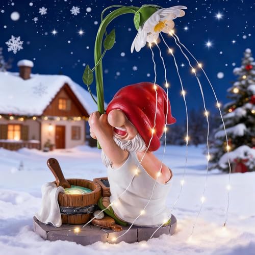 Garden Gnomes Outdoor Statue with Solar Lights