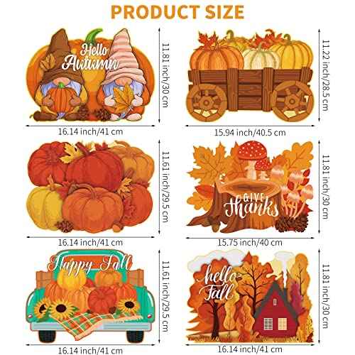 6 Pack Fall Pumpkin Plastic Placemats Autumn Harvest Table Mats (6 Count)