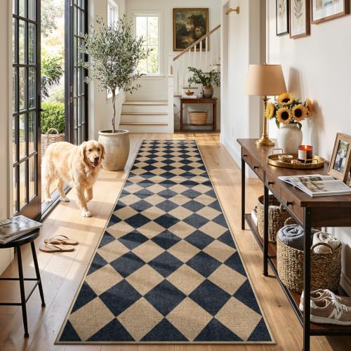 Checkered Hallways Runner Rug Non Slip