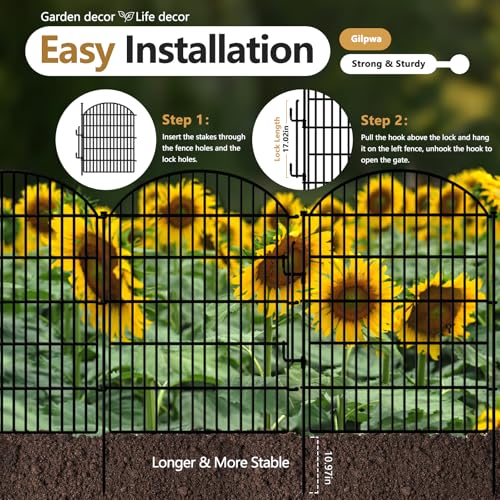 10 Panels Decorative Garden Fence with Lock (10521.6 sq in)