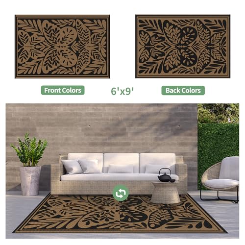Outdoor Rug 6'x9' Waterproof Plastic Rugs for Patio (54 Sq Ft)