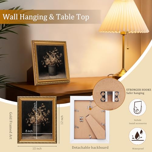 Vintage Gold Framed Wall Art for Home Decor