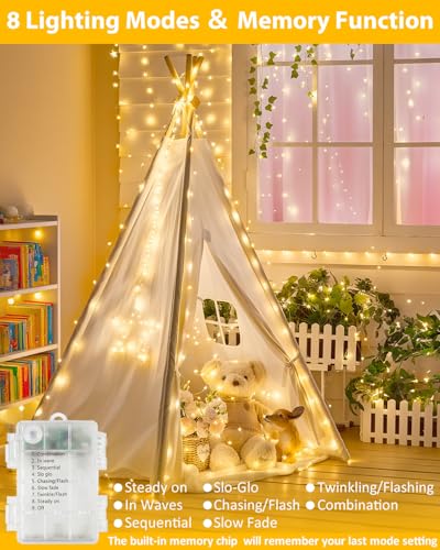 2 Pack 200 LED Fairy Lights Battery Operated with Remote