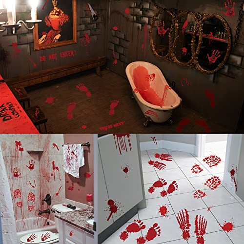 173PCS Halloween Bloody Footprints Floor Clings Plus Tattoos (126 Count)