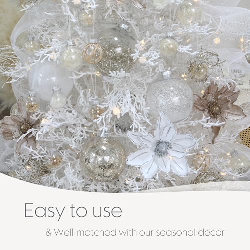 Shatterproof Clear Plastic Christmas Ball Ornaments Decorative Xmas Balls Baubles Set with Stuffed Delicate Decorations (16 Count)
