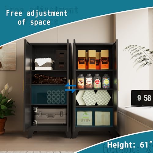 61" Tall Farmhouse Metal Pantry Cabinet