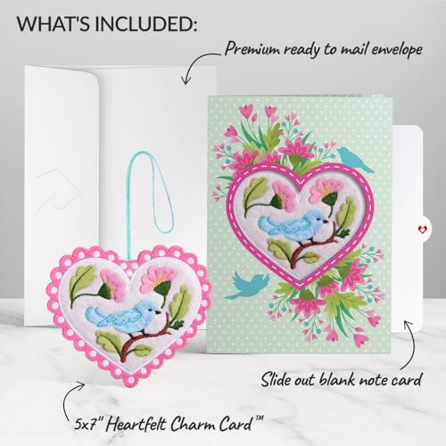 Lively Bluebird Felt Charm Card