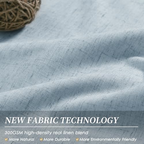 100% Blackout Linen Curtains for Bedroom 102 inches Long