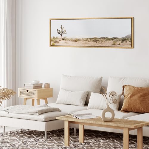 Large Framed Canvas Print Wall Art Desert Solitude Joshua Tree Landscape Antique Retro Fine Art Illustrations Decorative Colorful for Bedroom