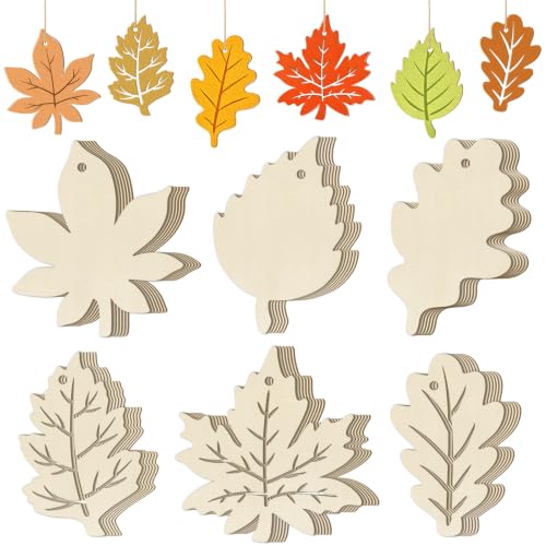 36PCS Wooden Fall Ornaments to Paint Thanksgiving Decorations (36 Count)
