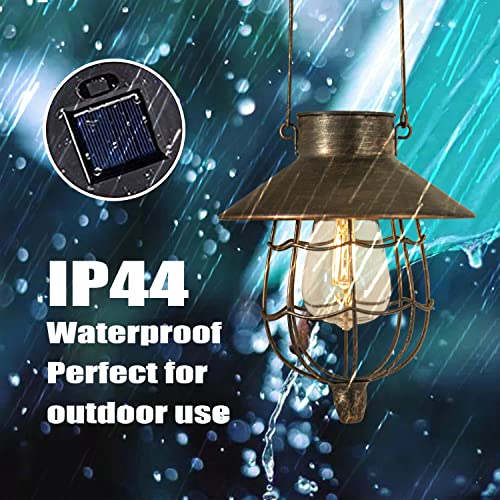 6 Pack Solar Lantern Hanging Waterproof Outdoor Metal Solar Lamp with Warm White Light Decorate for Yard Garden Pathway Patio Porch (6 Count)