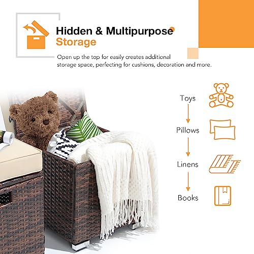 2 Piece Outdoor Patio Ottoman with Storage