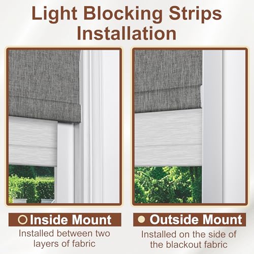 Cordless Dual Roller Shades.Dark Grey Linen & White.33 W x 56" H
