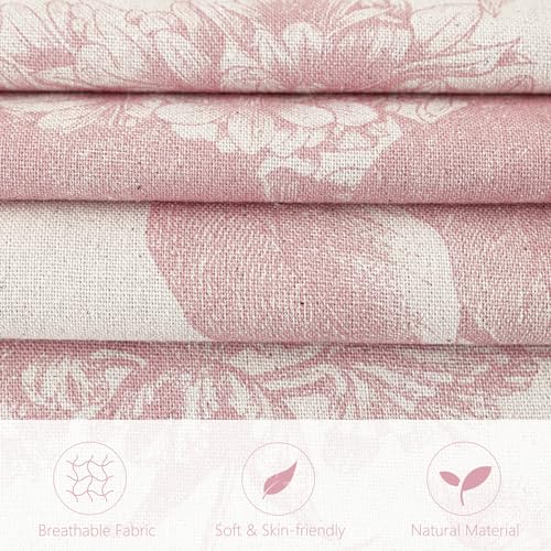 Set of 2 Linen Floral Throw Pillow Covers Neutral Vintage Print Decorative Cozy Cushion Covers Farmhouse Boho Home Decor for Sofa Chair Couch Bedroom Living Room