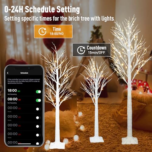 Smart Lighted Birch Trees 4FT 5FT 6FT (3 Count)