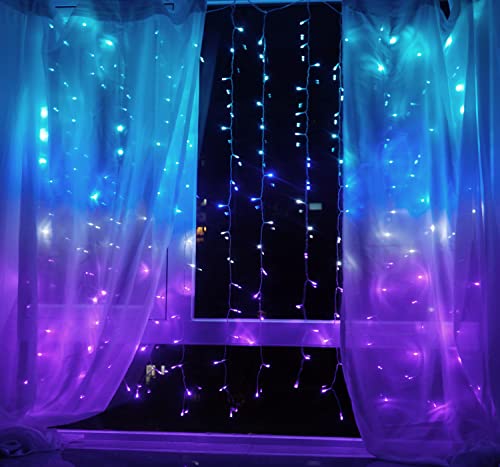Curtain Fairy Lights Teal Blue Purple Ombre with Remote