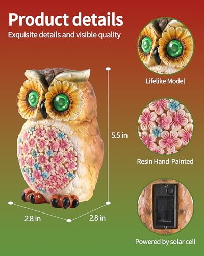 Hand Painted Resin Owl Figurine with Glow
