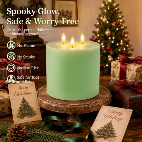 3 Wick Extra Large Flameless Pillar Candles with Timer Remote