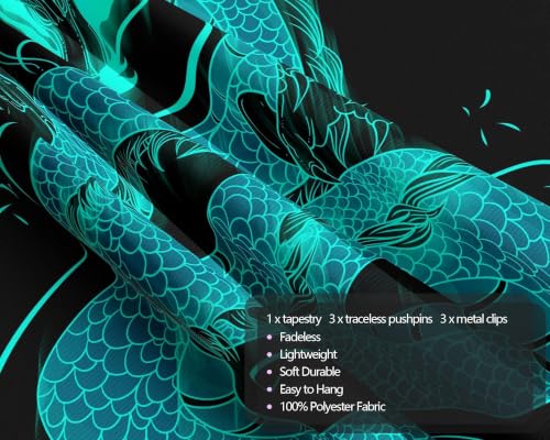 Blacklight Dragon Tapestry Wall Hanging 90"x70"