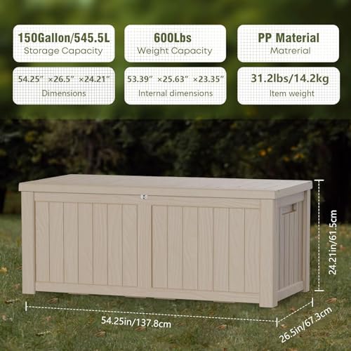 150 Gallon Outdoor Storage Box for Patio Furniture