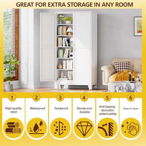 79" Tall White Kitchen Pantry Cabinet