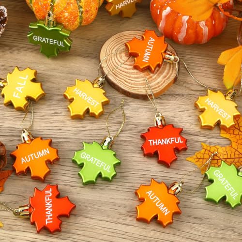 24 Pcs Fall Tree Ornaments Maple Leaf Thanksgiving Decorations (24 Count)