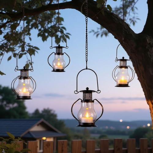 Solar Hanging Lanterns Outdoor Waterproof (4 Count)