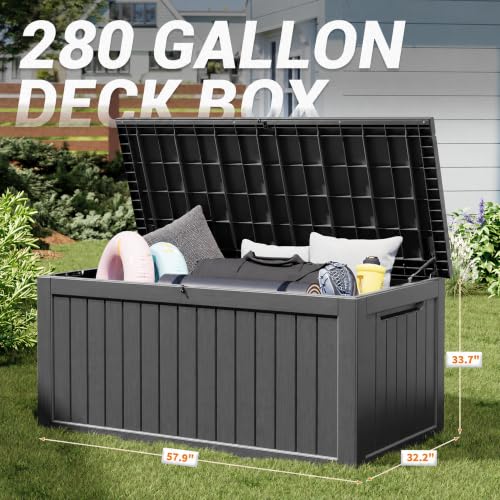 280 Gallon Outdoor Storage Box Waterproof Deck Box for Patio