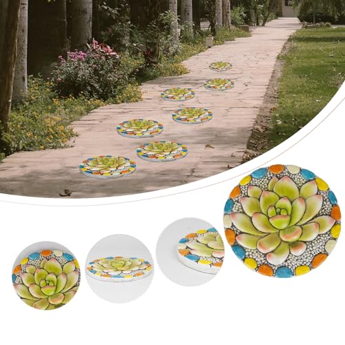 Succulent Pattern Cement Stepping Stones 0.75 * 10 * 10 Inch