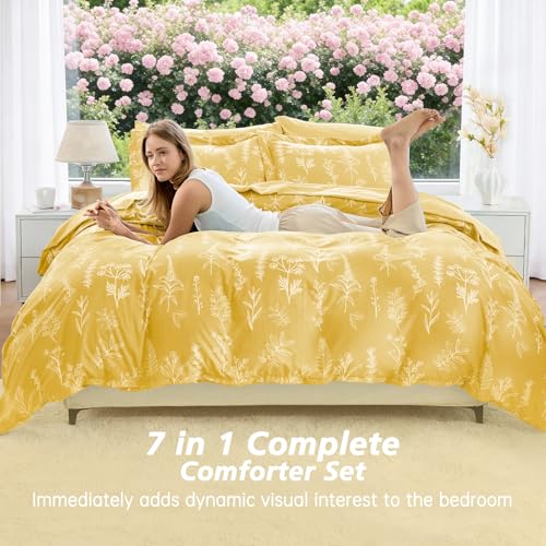 Bright Yellow Bed in a Bag King 7 Pieces