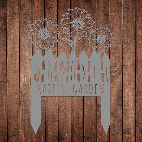 Custom Sunflower Metal Garden Sign with Stakes