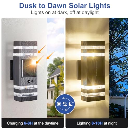2 Pack Solar Outdoor Wall Lights with 3 (2 Count)