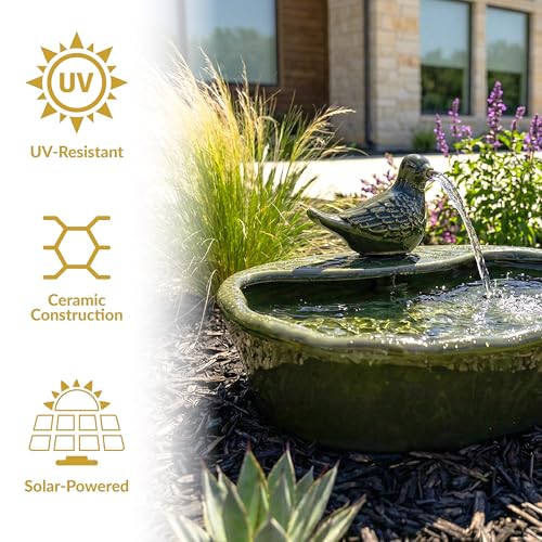 Sunnydaze 7" Ceramic Solar Powered Garden Water Fountain