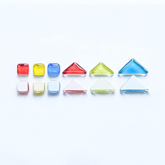200g Glass Square Triangle Rectangle Mosaic Tiles for Crafts, Colorful Stained Glass Pieces for Mosaic Projects, Irregular Size (Blue White Mix)
