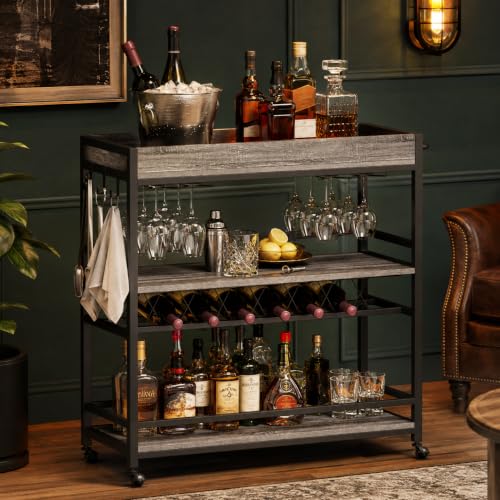 Bar Cart Home Bar Serving Cart on Wheels