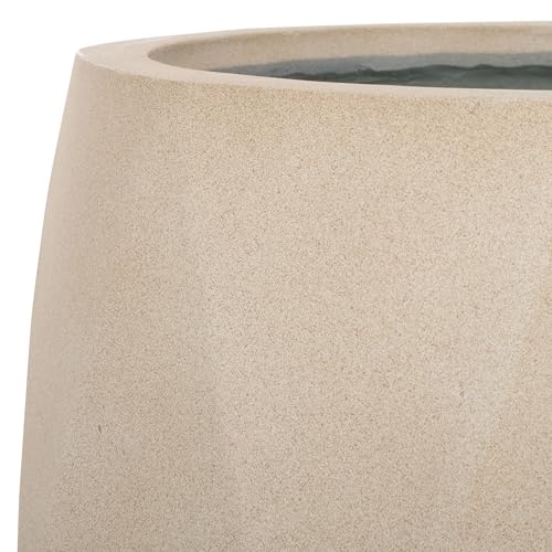 Outdoor Collection Kane Beige Cement Ficonstone Planter Pot Set of 2 (2 Count)